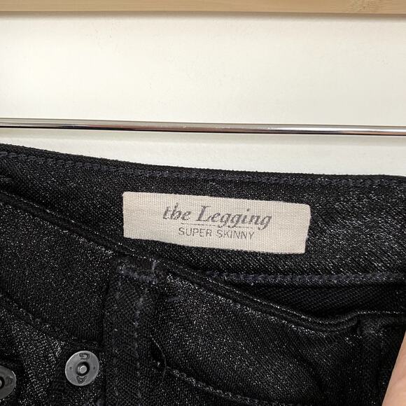 AG Adriano Goldschmied The Legging Super Skinny Silver Glitter Pants 30 - Picture 3 of 8